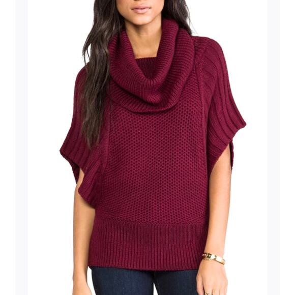 Catherine Malandrino Burgundy Alpaca Knit Cowl Neck Pullover Sweater Size Medium - Picture 1 of 8